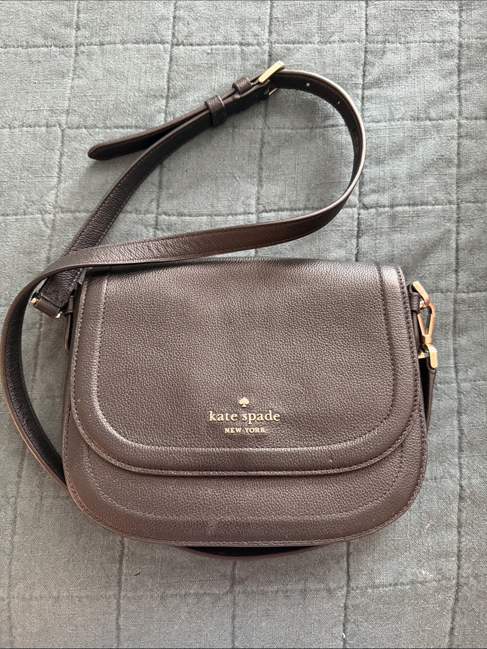 kate spade Black Pebbled Leather Crossbody with Gold Hardware